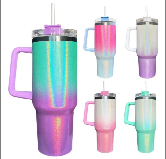 Custum thumbler ombrè/40oz Sublimation Holographic Shimmer and Holographic Ombré Shimmer Tumblers