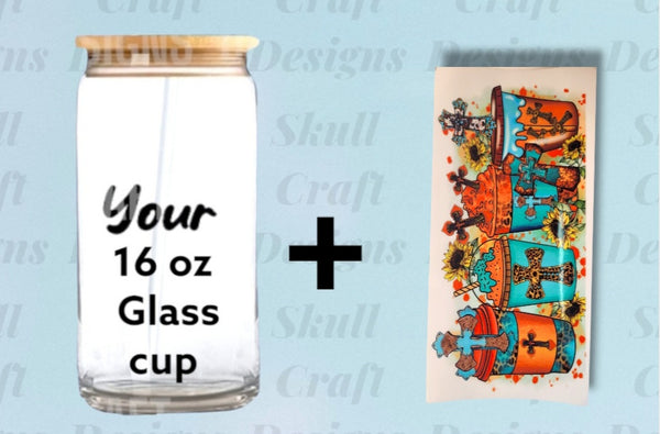 16 0z glass cup + your UVDTF WRAP/MIX