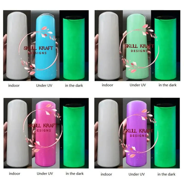 200Z Straight Tumblers Glow
n the Dark UV Color Changing Stainless Steel 
skinny cup